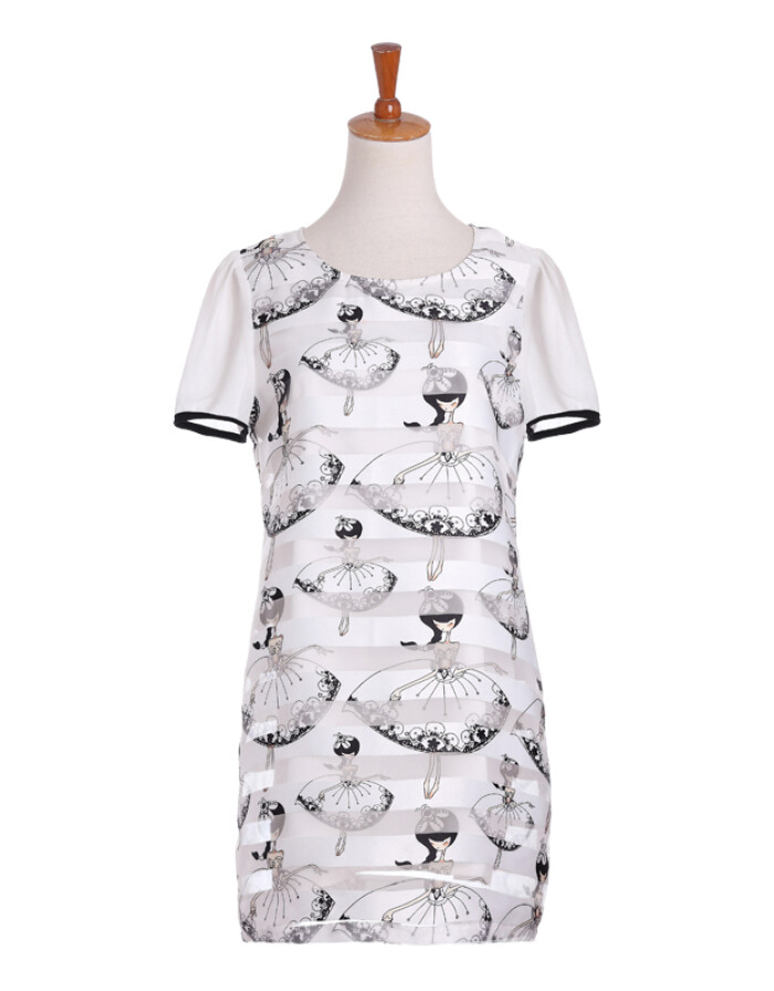 时尚与舒适并存 HUNNZ 2016夏季大码女装印花雪纺连衣裙推荐